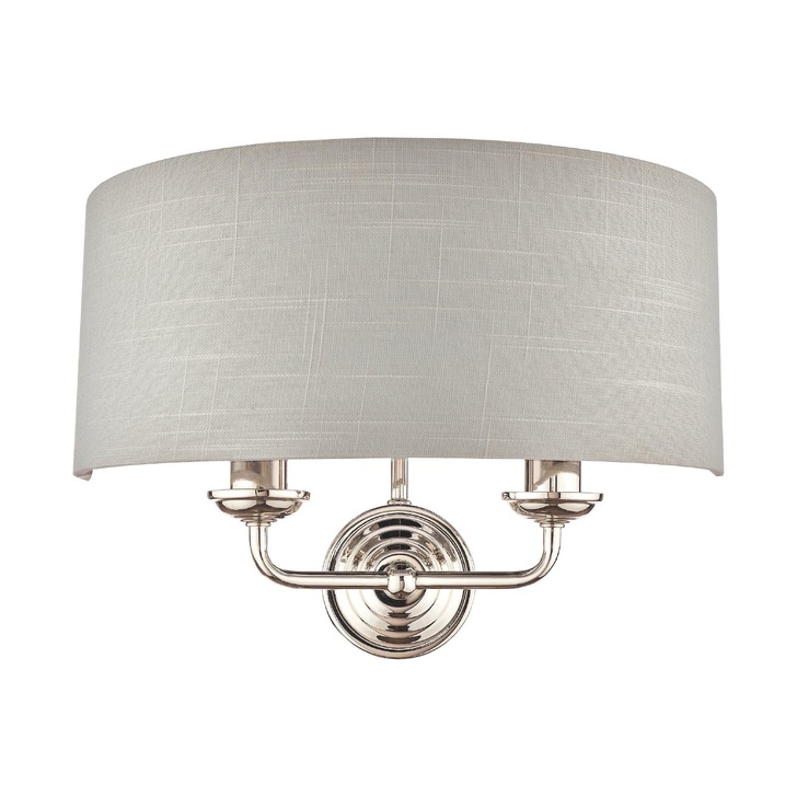 Laura Ashley LA3727710-Q Sorrento Polished Nickel Double Wall Light Complete With Silver Linen Shade