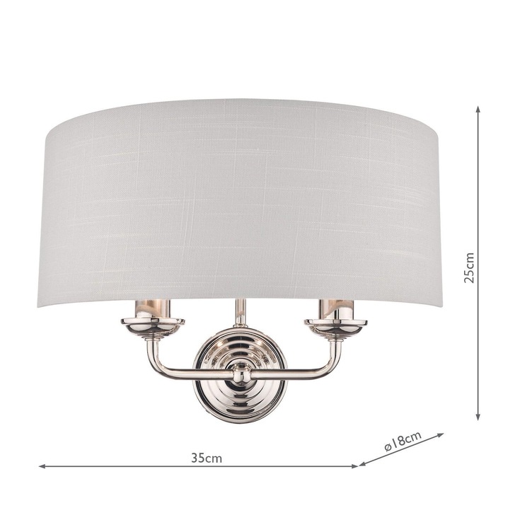 Laura Ashley LA3727710-Q Sorrento Polished Nickel Double Wall Light Complete With Silver Linen Shade