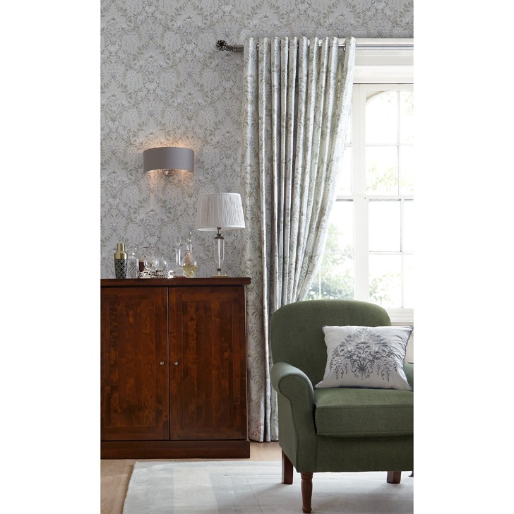 Laura Ashley LA3727711-Q Sorrento Polished Nickel Double Wall Light Complete With Grey Linen Shade