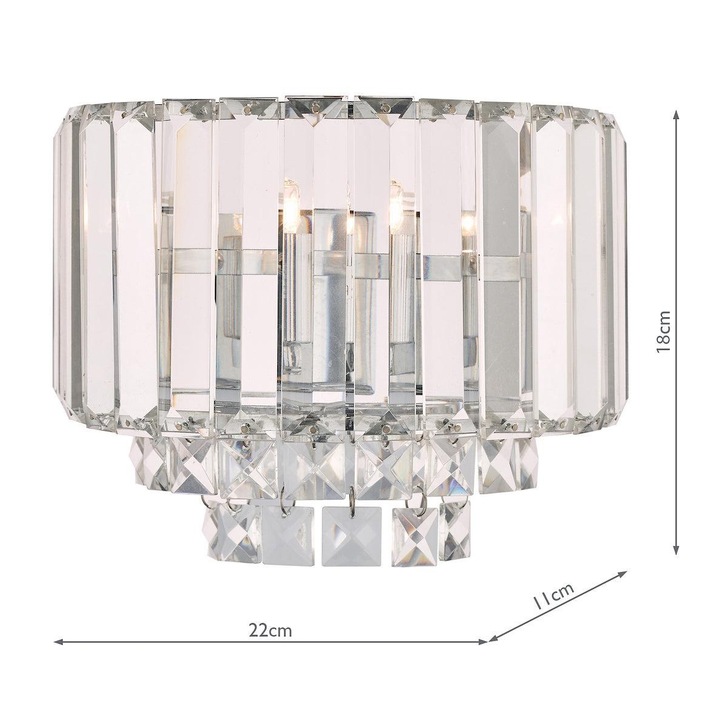 Laura Ashley LA3727746-Q Vienna Crystal And Polished Chrome 1 Light Wall Light