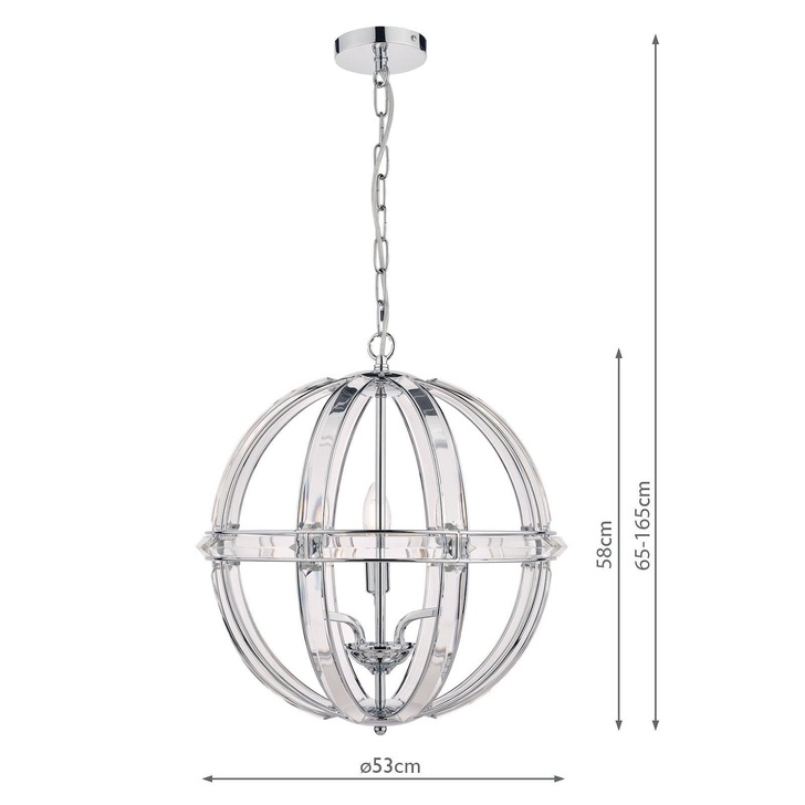 Laura Ashley LA3732577-Q Aidan 5 Light Polished Chrome & Glass Round Pendant