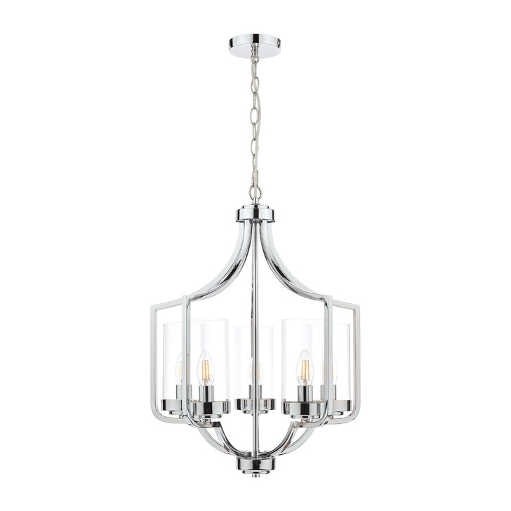 Laura Ashley LA3732578-Q Joseph Polished Chrome 5 Light Pendant With Clear Glass Shades