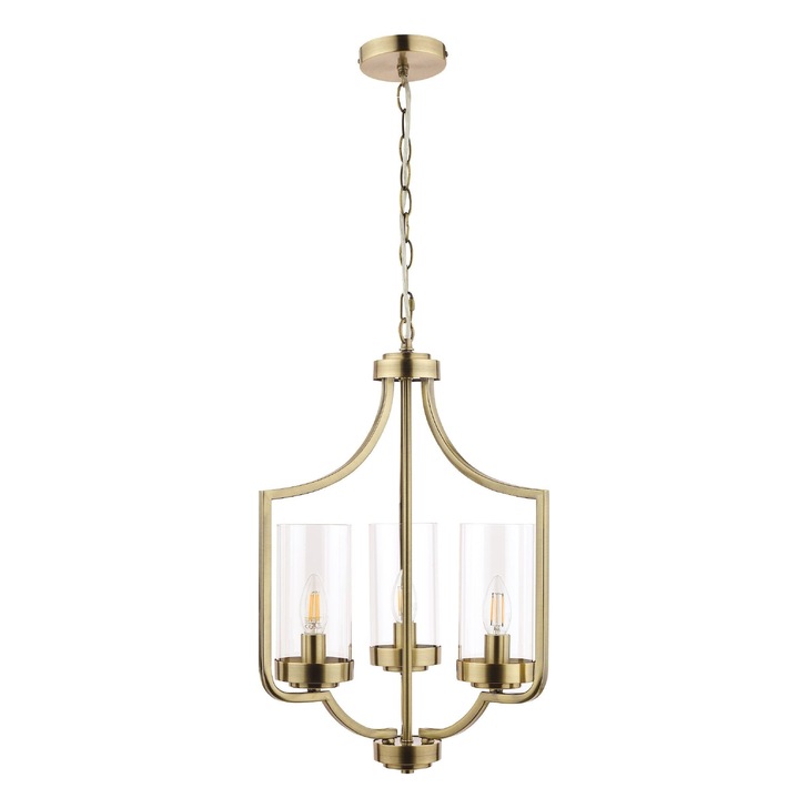 Laura Ashley LA3732584-Q Joseph Antique Brass 3 Light Pendant With Clear Glass Shades