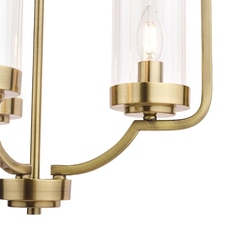 Laura Ashley LA3732584-Q Joseph Antique Brass 3 Light Pendant With Clear Glass Shades