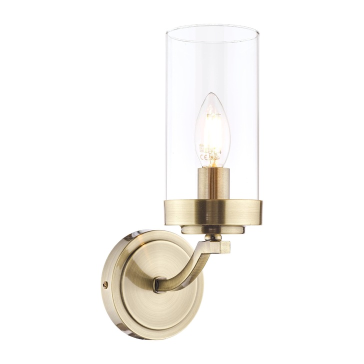 Laura Ashley LA3732596-Q Joseph Antique Brass Wall Light With Clear Glass Shade