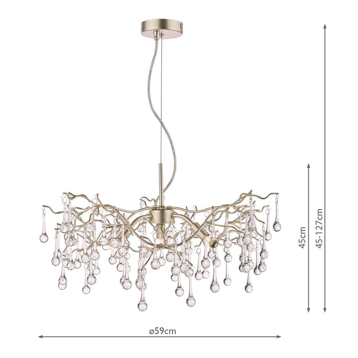 Laura Ashley LA3734644-Q Willow Satin Champagne 3 Light Crystal Pendant