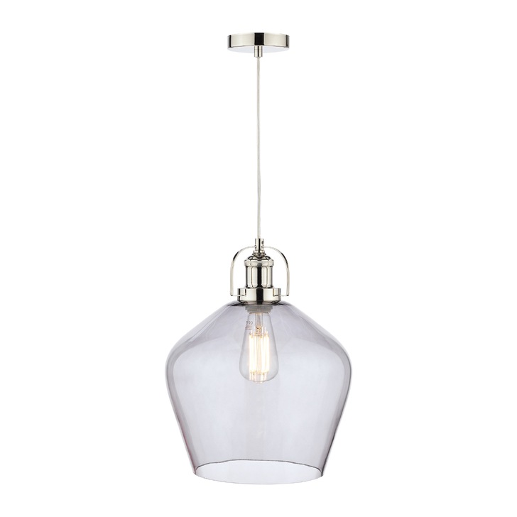 Laura Ashley LA3734717-Q Rye Polished Nickel Single Pendant With Smoked Glass Shade