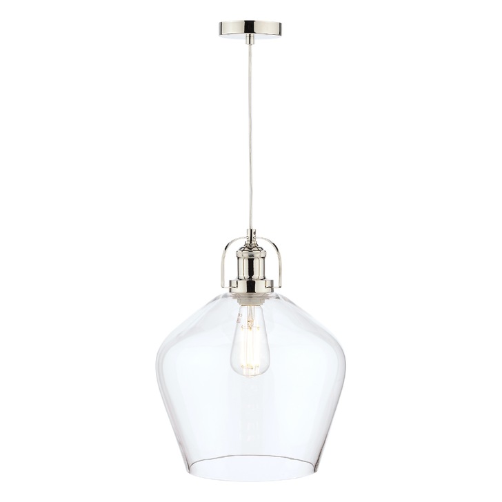 Laura Ashley LA3734719-Q Rye Polished Nickel Single Pendant With Clear Glass Shade