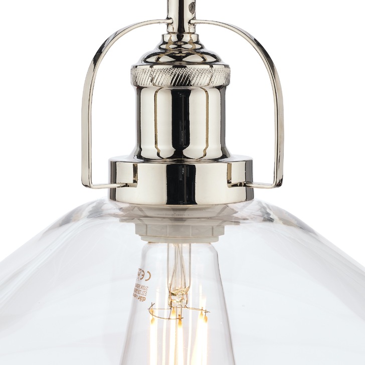 Laura Ashley LA3734719-Q Rye Polished Nickel Single Pendant With Clear Glass Shade