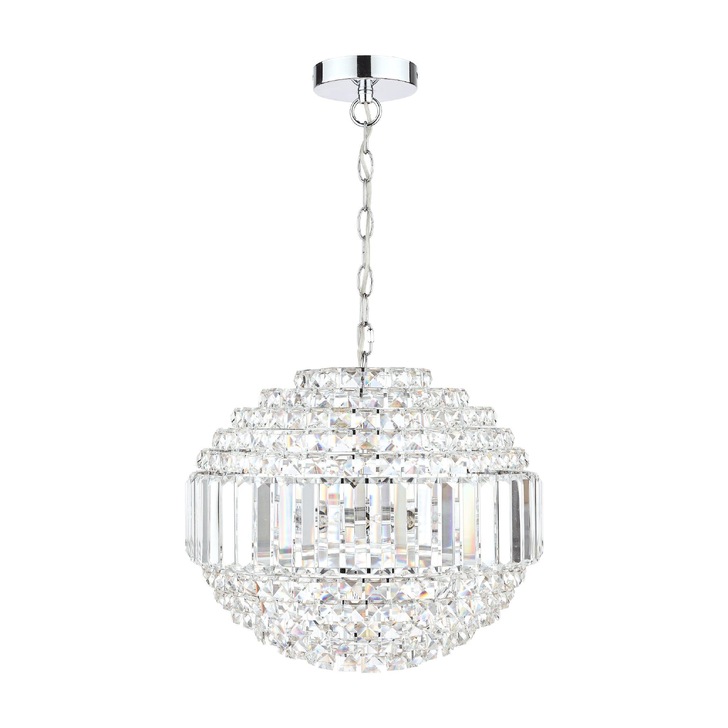 Laura Ashley LA3743651-Q Vienna Crystal And Polished Chrome Round 5 Light Pendant Light