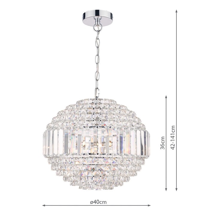 Laura Ashley LA3743651-Q Vienna Crystal And Polished Chrome Round 5 Light Pendant Light