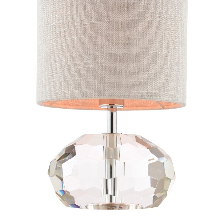 Laura Ashley LA3754722-Q Ivy Crystal & Polished Chrome Table Lamp Complete With Cool Grey Linen Shade