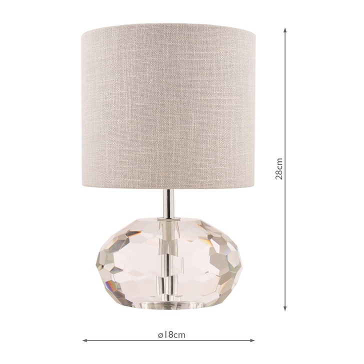 Laura Ashley LA3754722-Q Ivy Crystal & Polished Chrome Table Lamp Complete With Cool Grey Linen Shade