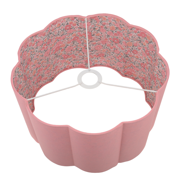Laura Ashley Loveston 38cm Pink Cotton Scalloped Shade With Patterened Inner