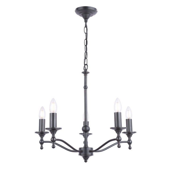 Laura Ashley Ludchurch 5 Light Chandelier In Industrial Black - Fitting Only - LA3756240-Q