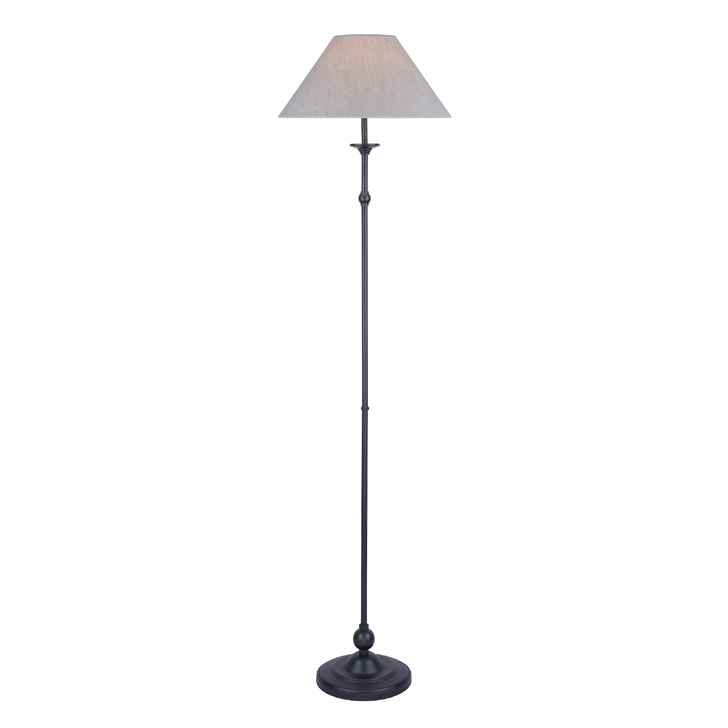 Laura Ashley Ludchurch Floor Lamp In Industrial Black Complete With Linen Shade - LA3756241-Q