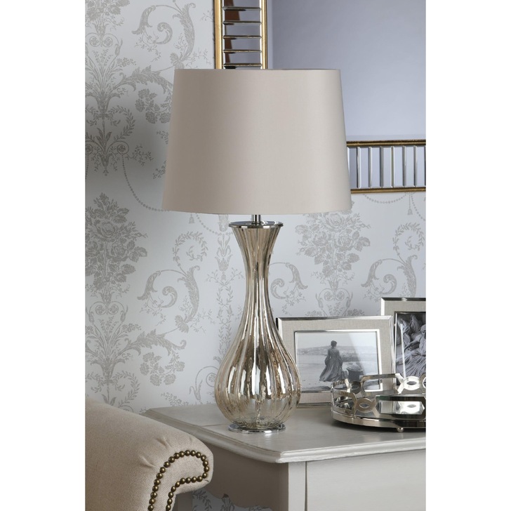 Laura Ashley Nevern Champagne Glass Table Lamp Complete With Shade - LA3756239-Q