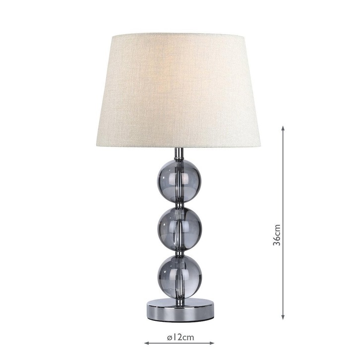 Laura Ashley Nicholas Smoked Glass Table Lamp Complete With Polished Chrome Metalwork - Base Only