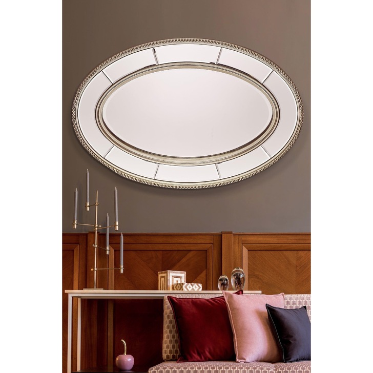 Laura Ashley Nolton Oval Mirror With Champagne Detail