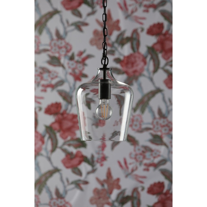 Laura Ashley Ockley Glass Bottle Pendant In Matt Black - LA3756227-Q