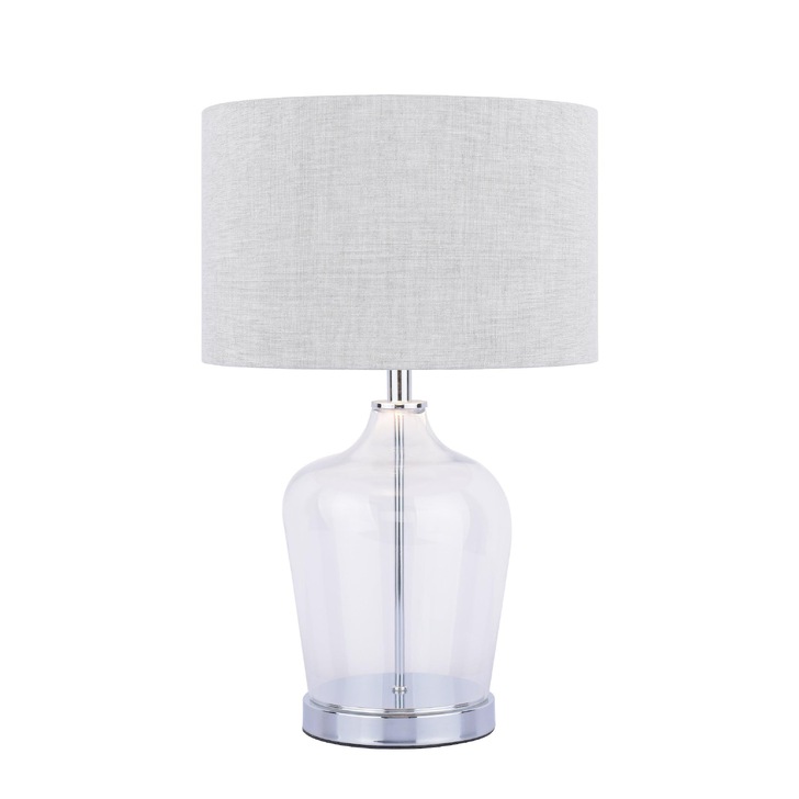 Laura Ashley Ockley Touch Table Lamp In Polished Chrome Complete With Clear Glass And Shade With Metcallic Inner - LA3756233-Q