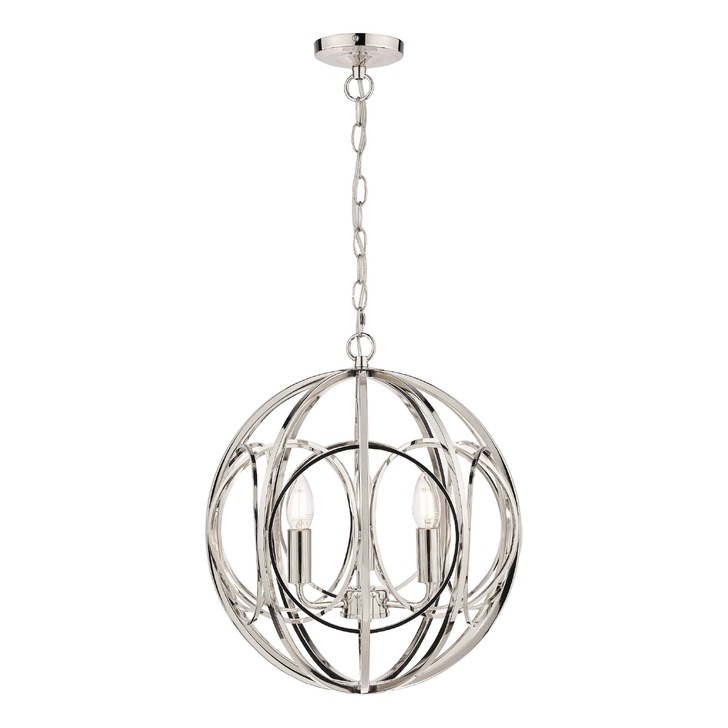 Laura Ashley Orbital Polished Nickel 3 Light Round Pendant