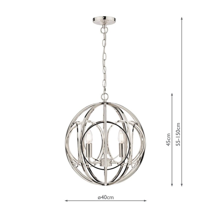 Laura Ashley Orbital Polished Nickel 3 Light Round Pendant