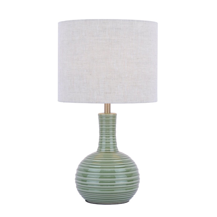 Laura Ashley Padley Green Ceramic Table Lamp With Oatmeal Shade - LA3756231-Q