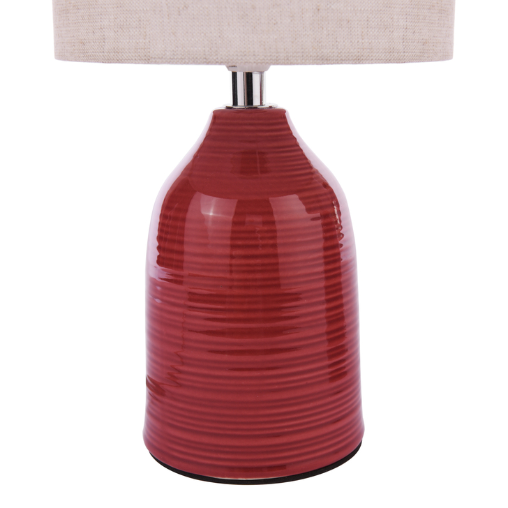 Laura Ashley Penny Table Lamp Red Ceramic and Polished Chrome With Shade (Twin Pack)