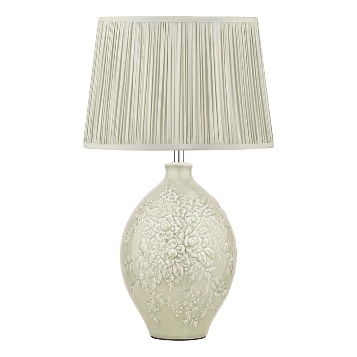 Laura Ashley Picardie Green Ceramic Table Lamp With Polished Chrome Metalwork - Base Only