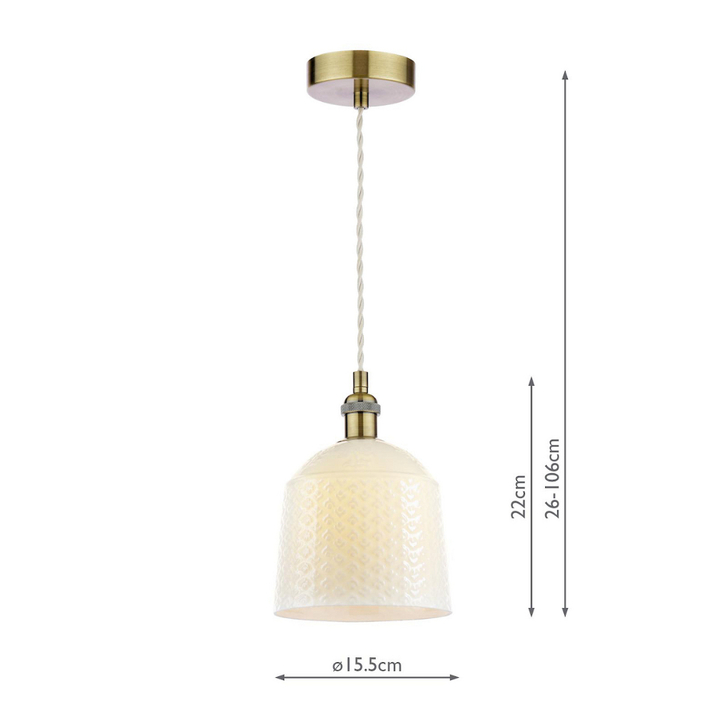 Laura Ashley Porcelain Pendant In Cream And Antique Brass