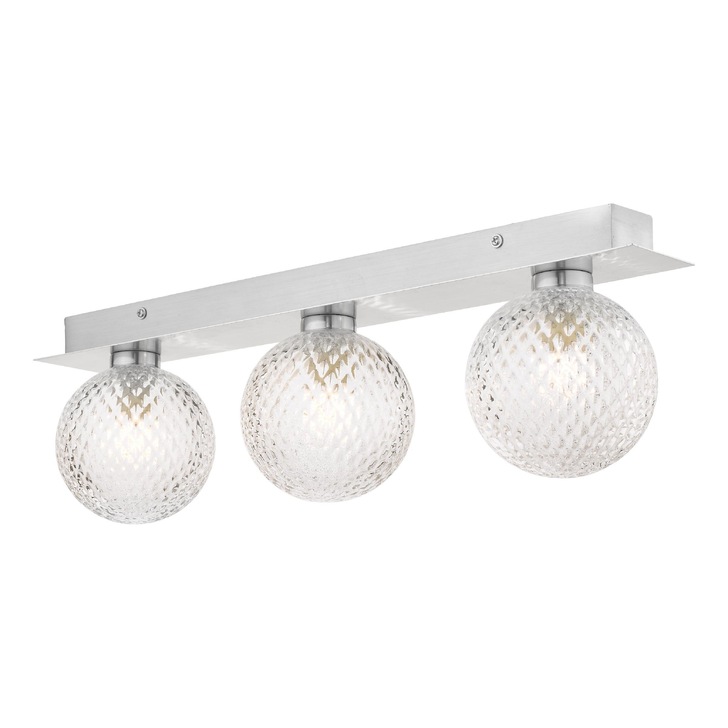 Laura Ashley Prague 3 Light Bathroom Wall Light In Polished Chrome With Textured Glass Globes - IP44