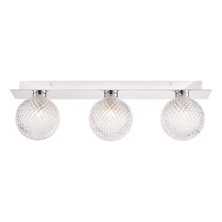 Laura Ashley Prague 3 Light Bathroom Wall Light In Polished Chrome With Textured Glass Globes - IP44