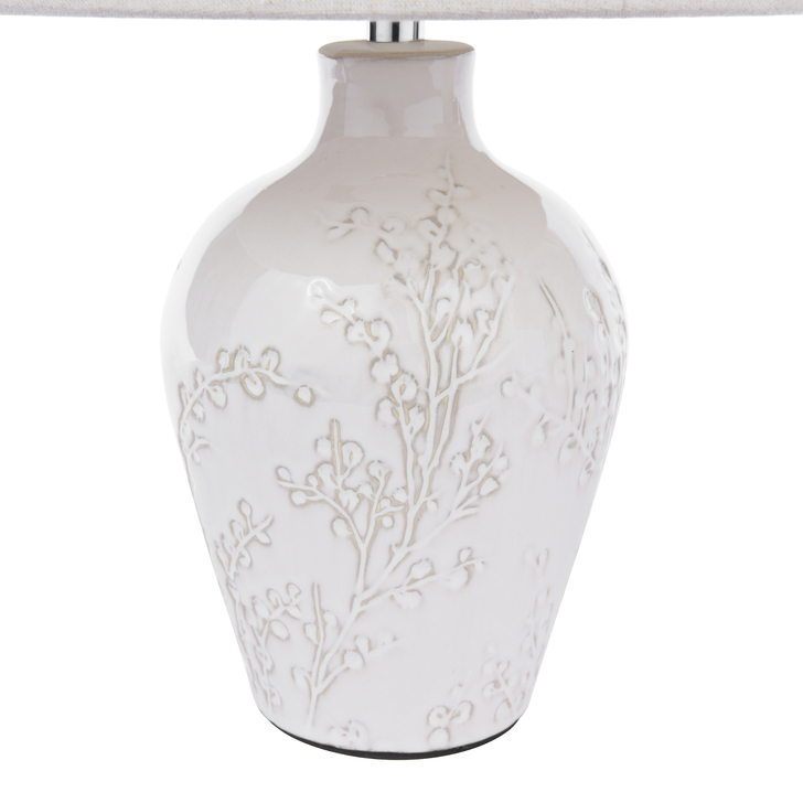 Laura Ashley Pussywillow Table Lamp Cream Ceramic and Polished Chrome With Shade (Twin Pack)