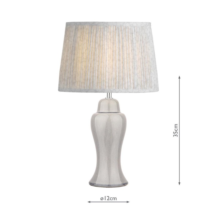 Laura Ashley Regina Pale Slate Grey Ceramic Small Table Lamp With Polished Chrome Metalwork - Base Only