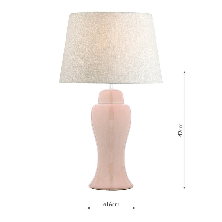 Laura Ashley Regina Pink Blush Ceramic Large Table Lamp With Polished Chrome Metalwork - Base Only