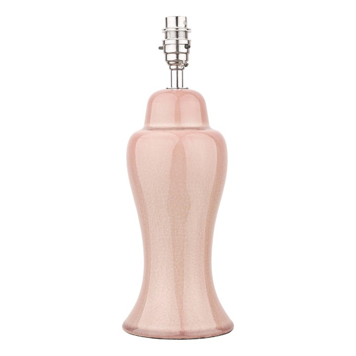 Laura Ashley Regina Pink Blush Ceramic Small Table Lamp With Polished Chrome Metalwork - Base Only