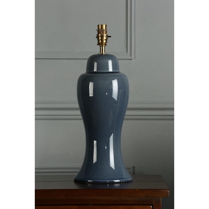 Laura Ashley Regina Seaspray Blue Ceramic Large Table Lamp With Aged Brass Metalwork - Base Only