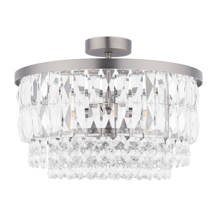 Laura Ashley Rhosill 3 Light Semi-Flush Crystal and Aged Pewter