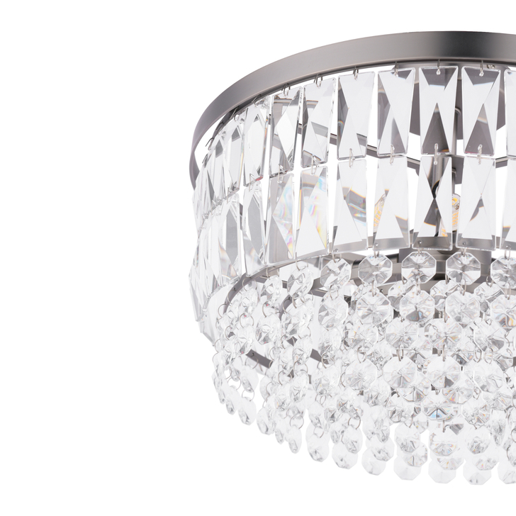 Laura Ashley Rhosill 3 Light Semi-Flush Crystal and Aged Pewter