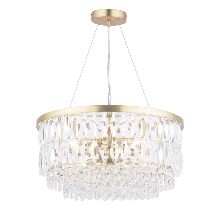 Laura Ashley Rhosill 4 Light Antique Brass Crystal Pendant Light - LA3756207-Q