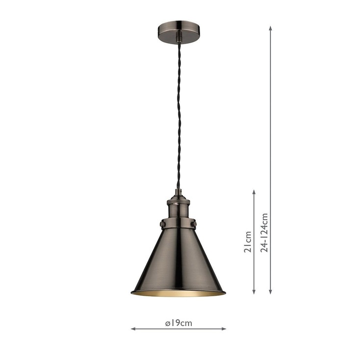 Laura Ashley Rufus Industrial Nickel Single Pendant