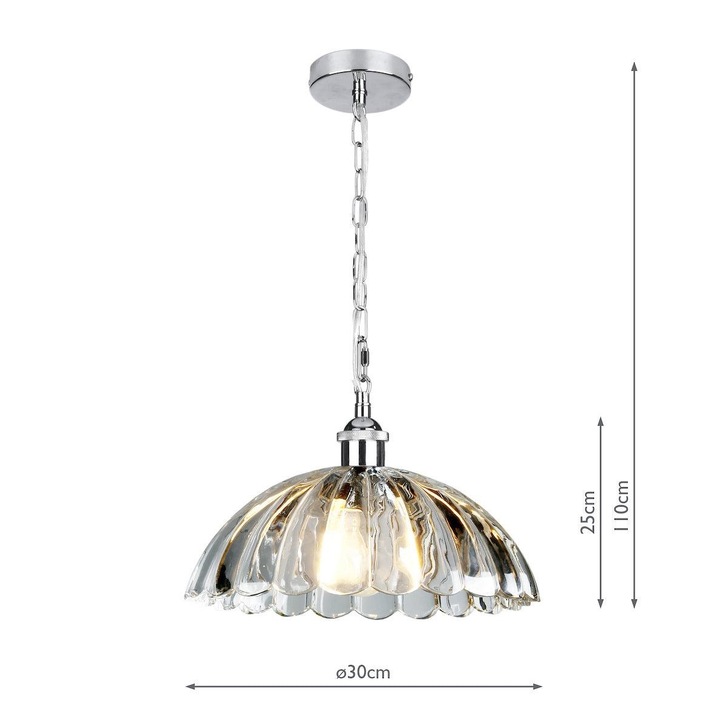 Laura Ashley Salisbury Single Pendant Polished Chrome With Ribbed Glass Shade