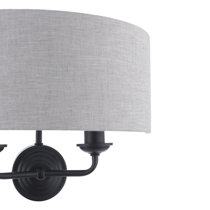 Laura Ashley Sorrento 2 Light Wall Light Matt Black With Natural Shade