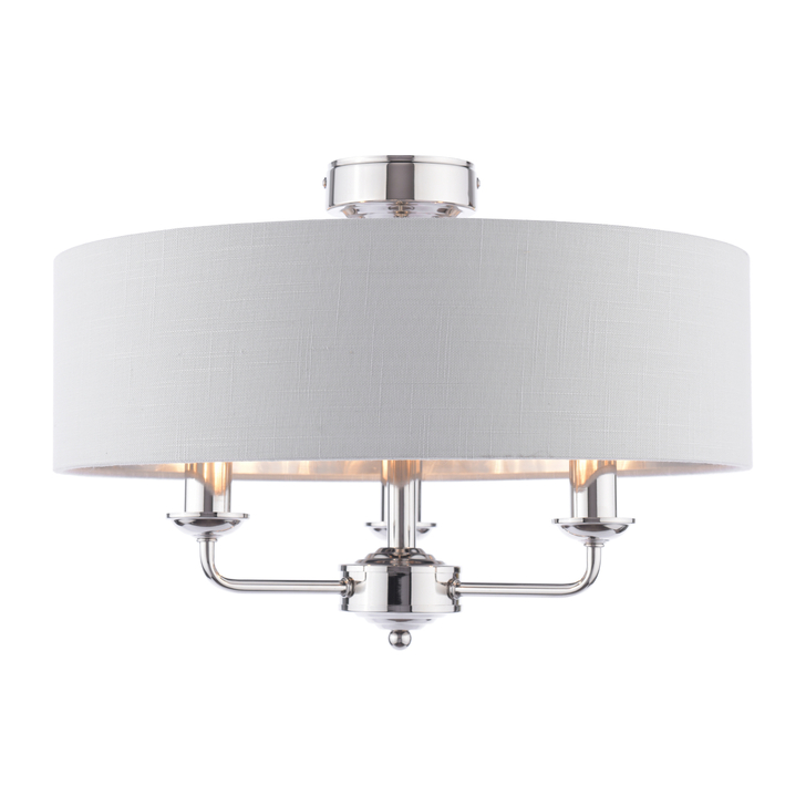 Laura Ashley Sorrento 3 Light Semi-Flush Polished Nickel With Silver Shade