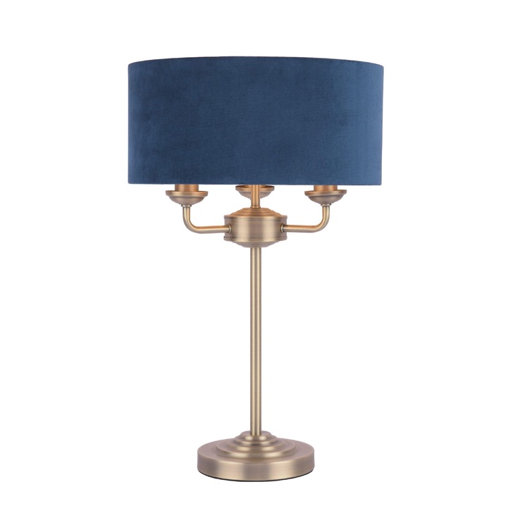 Laura Ashley Sorrento Table Lamp Antique Brass With Blue Shade