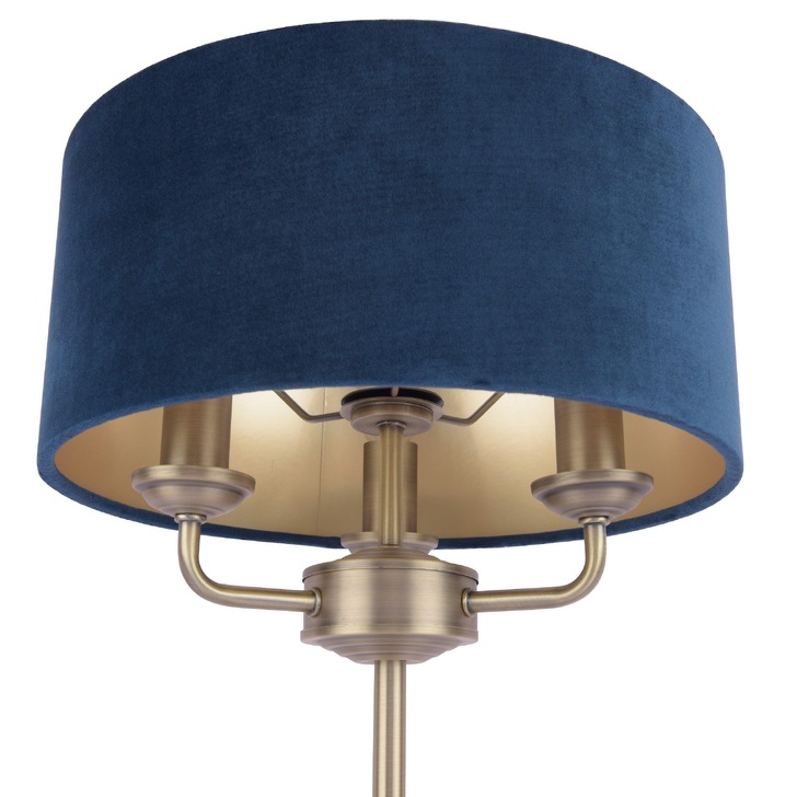 Laura Ashley Sorrento Table Lamp Antique Brass With Blue Shade