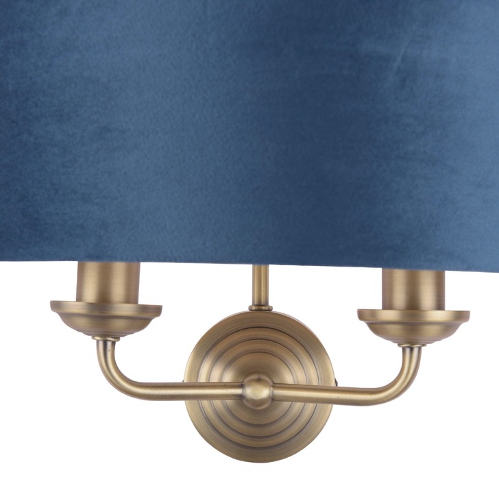 Laura Ashley Sorrento Wall Light Antique Brass With Blue Shade