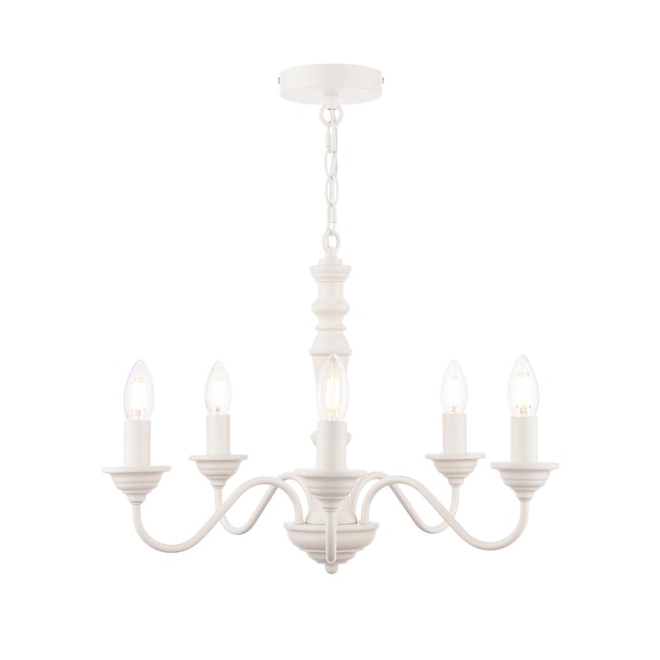 Laura Ashley Tate Matt White 5 Light Pendant - Fitting Only