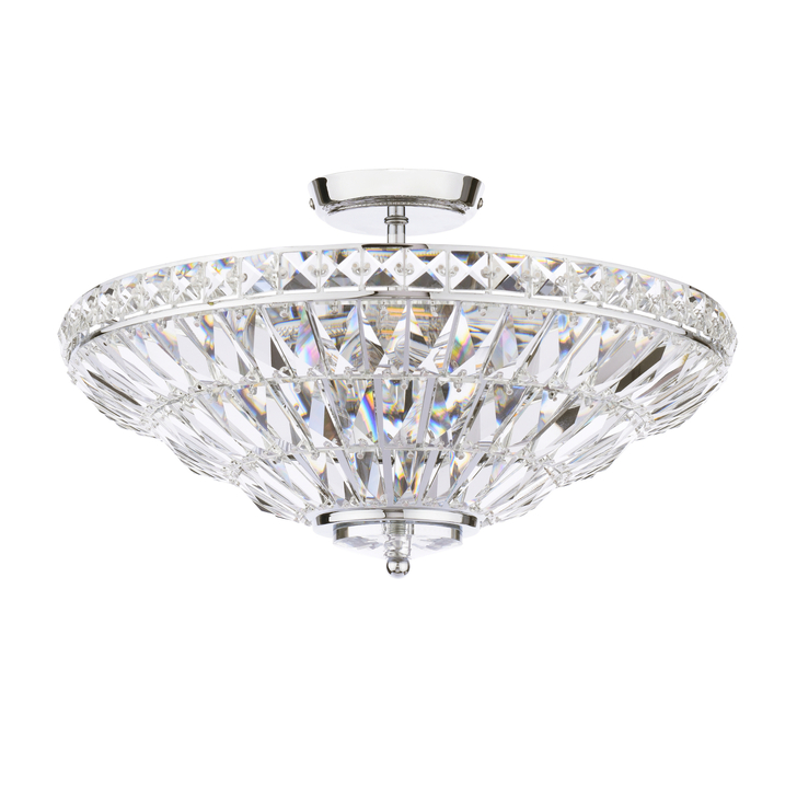 Laura Ashley Vienna 3 Light Semi-Flush Polished Chrome and Crystal